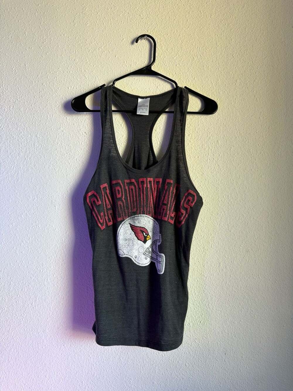 Arizona Cardinals Women's Racerback Tank Top Helmet Graphic Grey Size L